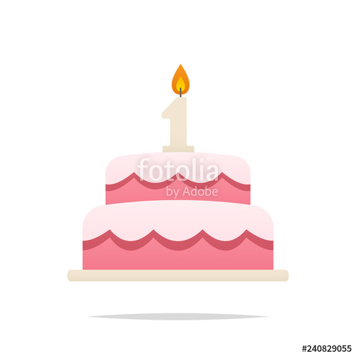 500x500 First Anniversary Or Birthday Cake Vector Isolated Stock Image