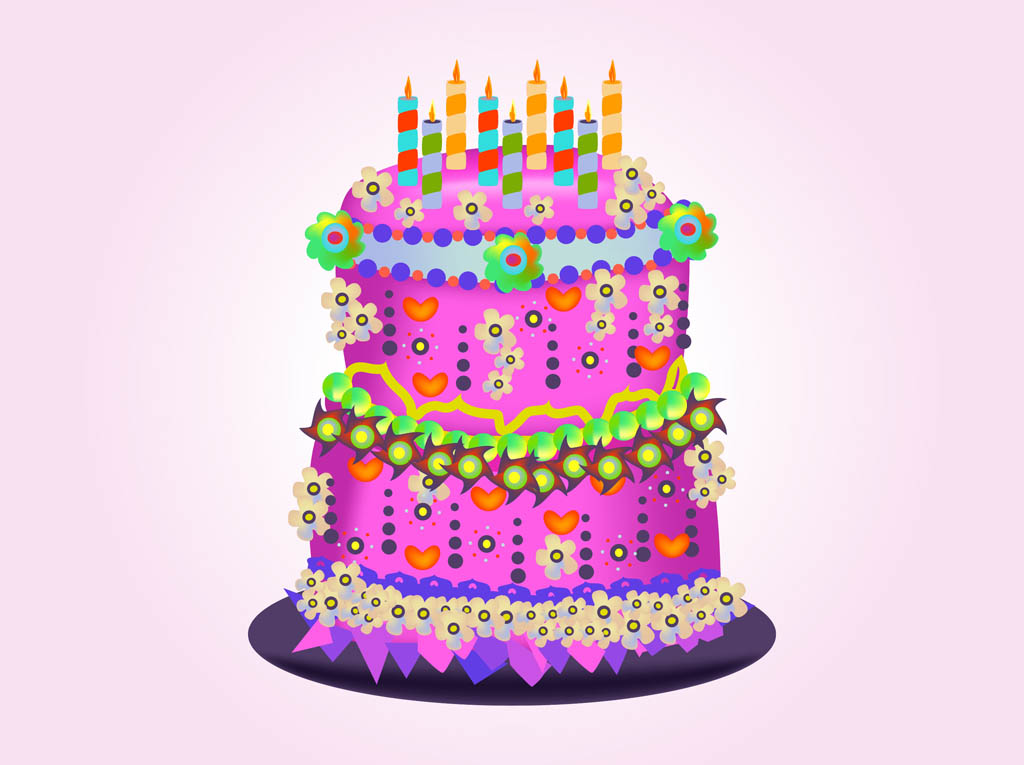 1024x765 Birthday Cake Vector Vector Art Graphics
