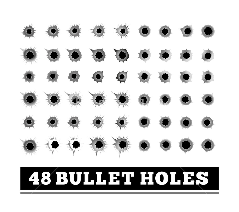 1000x887 Bullet Holes Vector Illustration On White Background Royalty Free