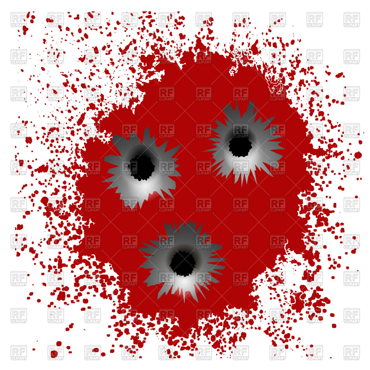 1200x1200 Set Of Different Bullet Holes Isolated On Red Blood Splatter
