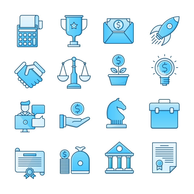 640x640 Business Vector Blue Icons Set, Accounting, Agreement, Bank Png