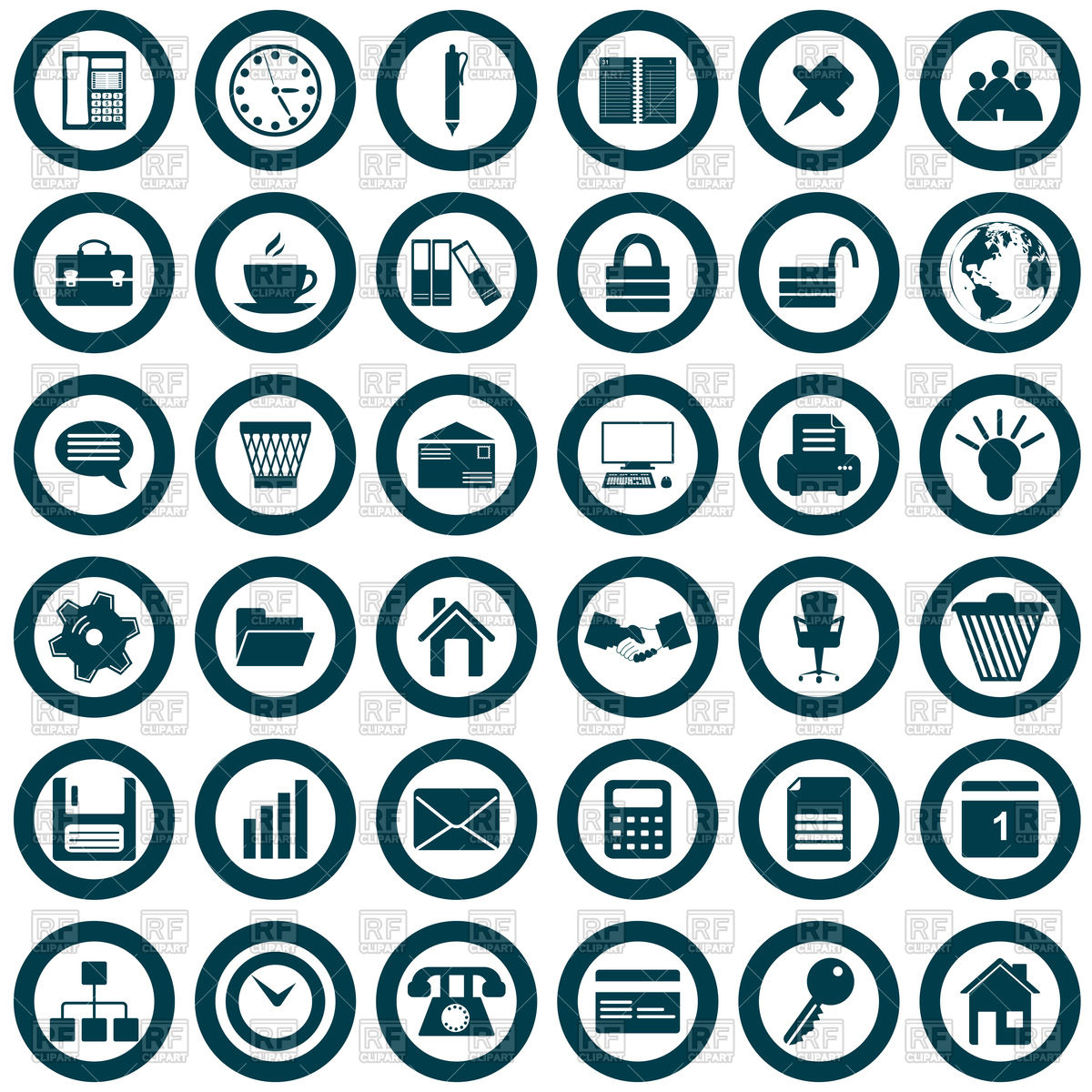 1200x1200 Business And Office Icons Vector Image Of Signs, Symbols, Maps