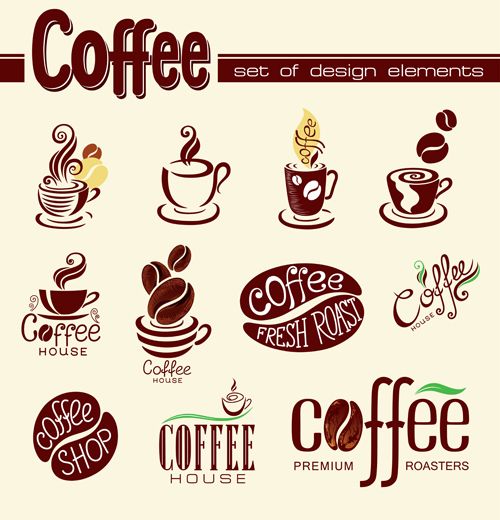 500x520 Coffee Logo Design Elements Vector