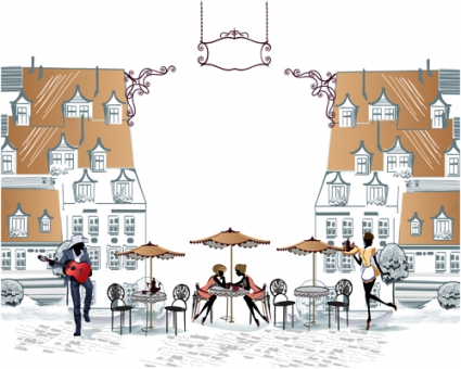 425x340 Hand Drawn Streets Cafe Vector Free Vectors Ui Download