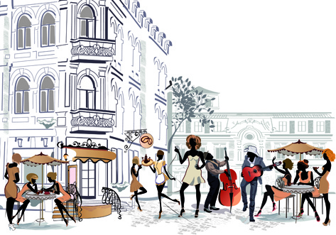 473x331 Hand Drawn Streets Cafe Vector Free Vector In Encapsulated