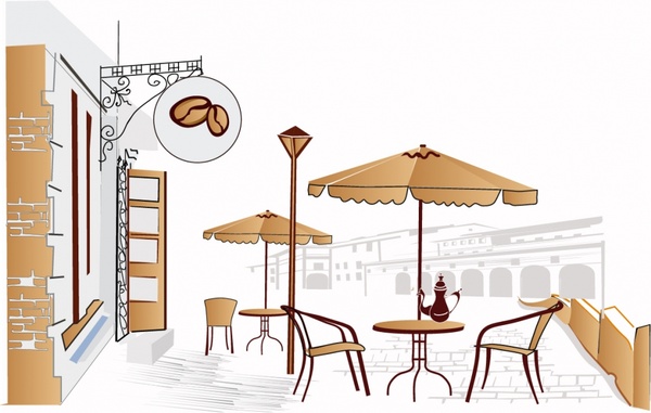 600x381 Handpainted European Cafe Vector Free Vector In Encapsulated