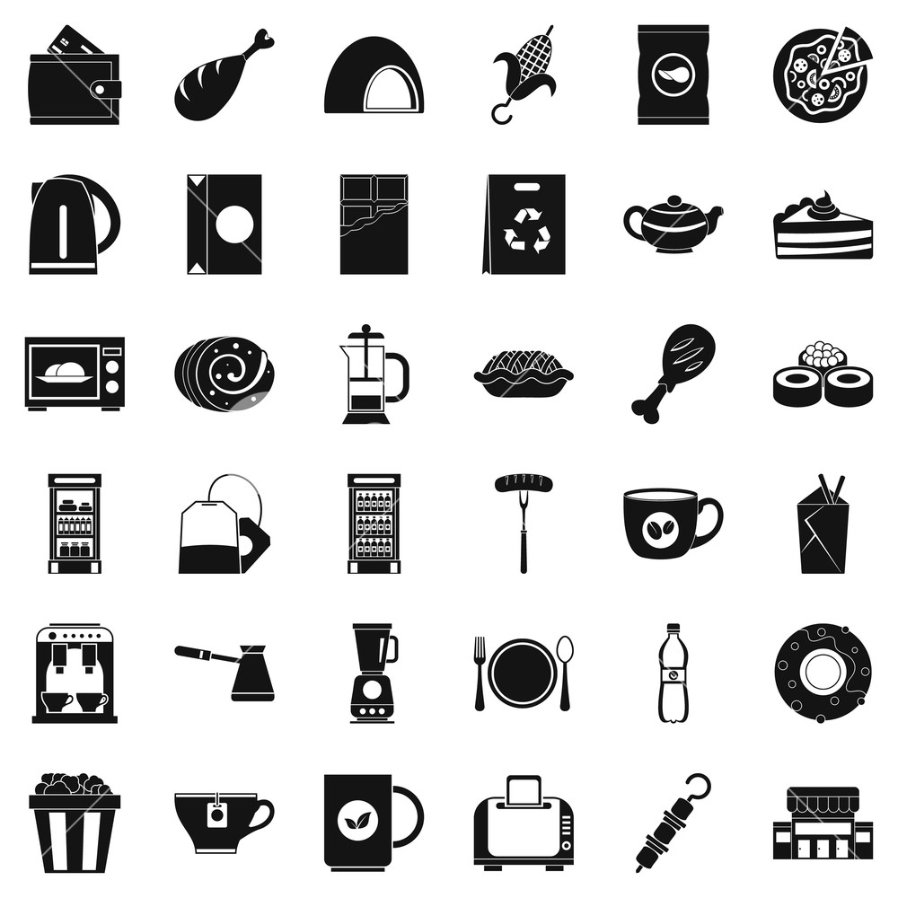 1000x1000 Cafe Icons Set Simple Style Of Cafe Vector Icons For Web