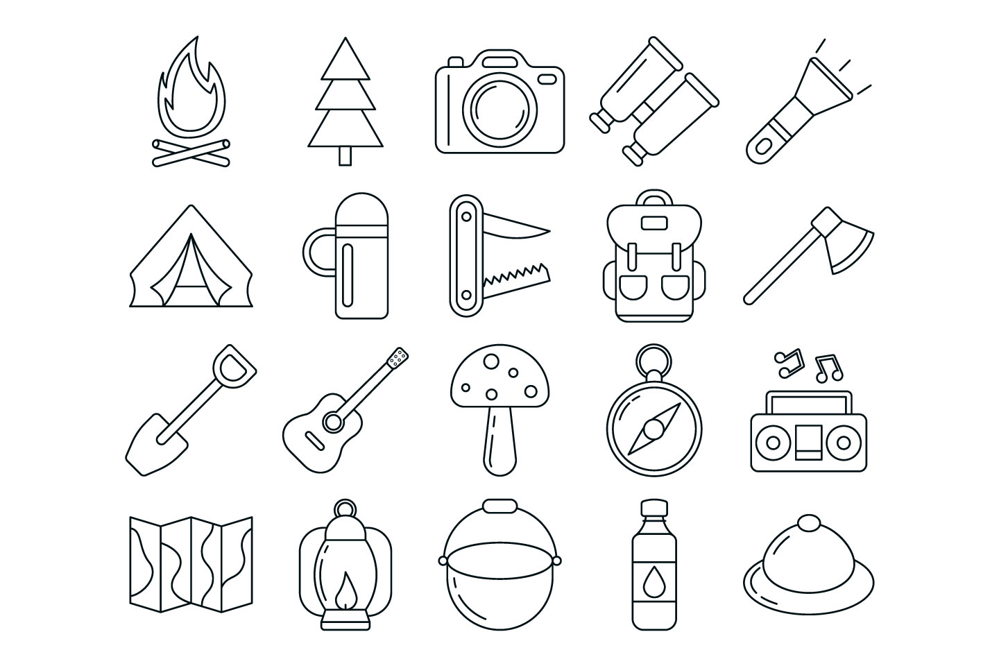 1440x960 Camping Vector Free Icon Set
