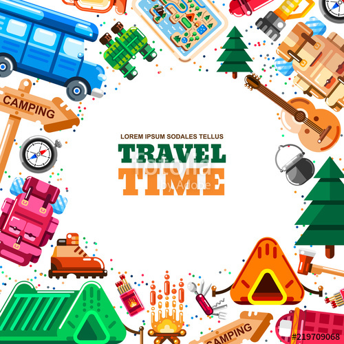 500x500 Camping Vector Frame With White Background Camp Stuff, Equipment