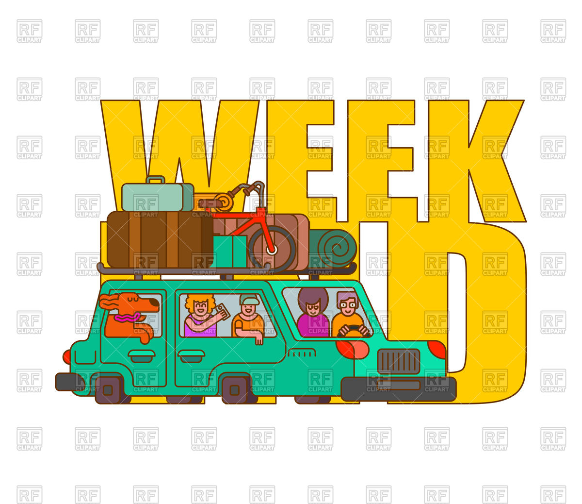1200x1038 Car For Weekend Outline Style Family Go To Camping Vector Image