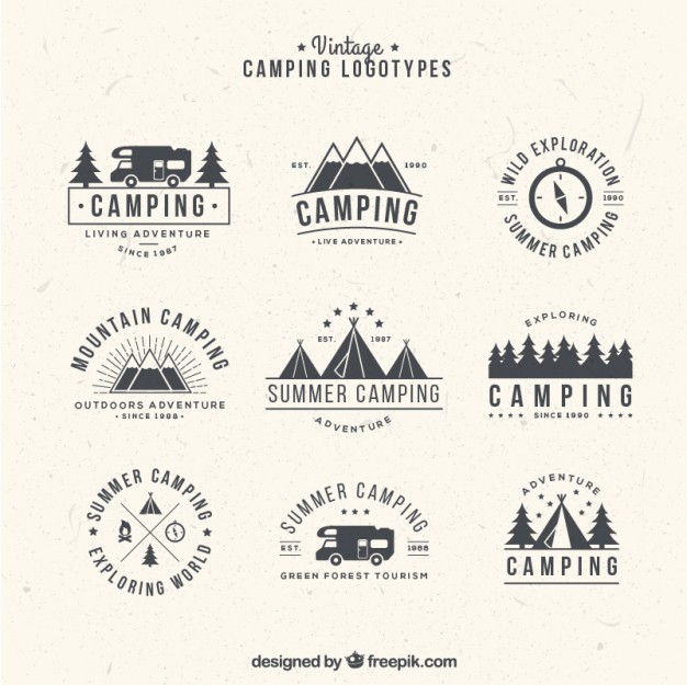 626x625 Hand Drawn Camping Logos In Vintage Style Vector Free Download