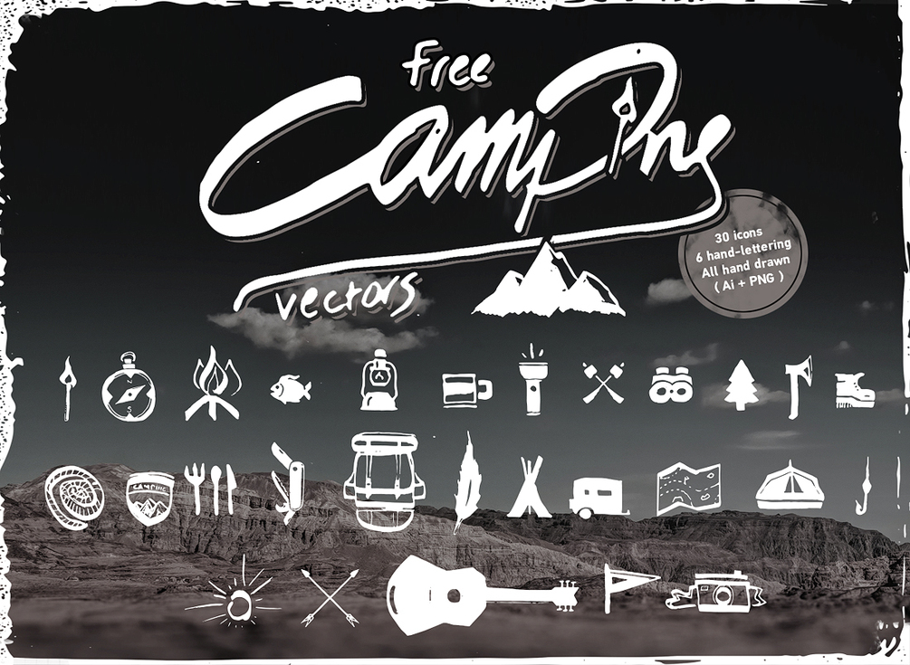 1005x735 Free Camping Vector Icon Sets
