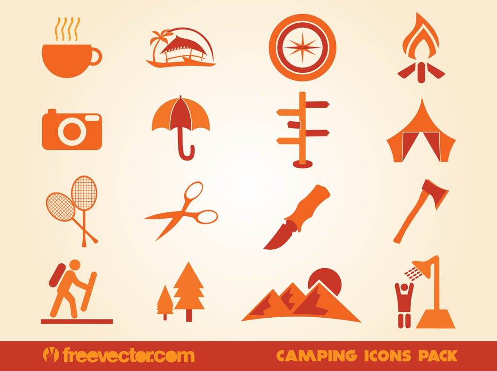 1024x765 Camping Icons Vector Art Graphics
