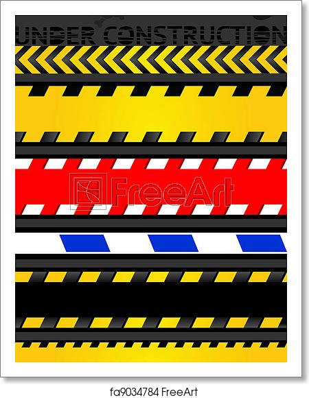 450x580 Free Art Print Of Set Caution Tapes, Seamless Strip Warning Line