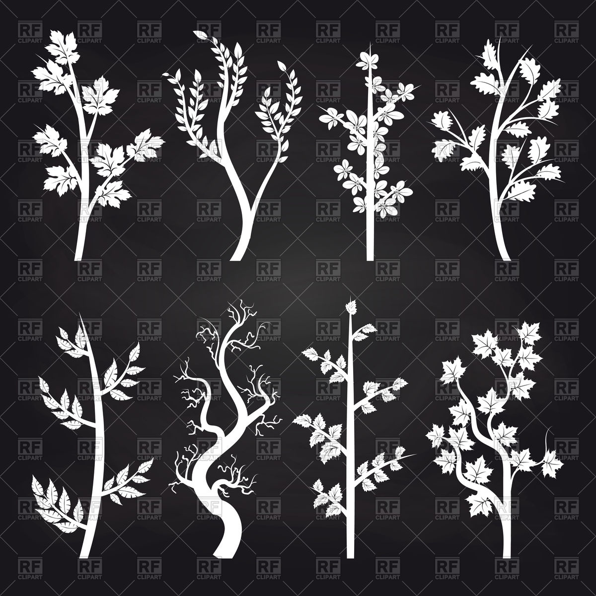 1200x1200 White Tree Silhouette On Chalkboard Background Vector Image