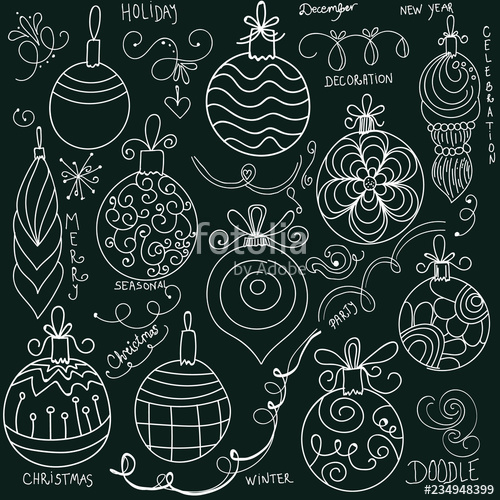500x500 Doodle Christmas Design Elements Hand Drawn Christmas Decorations