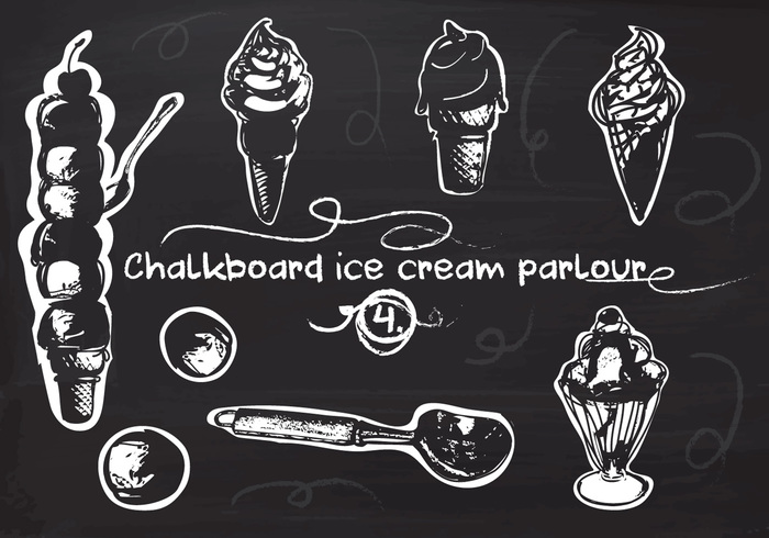 700x490 Free Hand Drawn Ice Cream Set On Chalkboard Vector Background