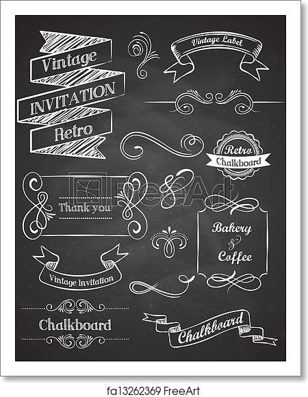 450x580 Free Art Print Of Chalkboard Hand Drawn Vintage Vector Elements