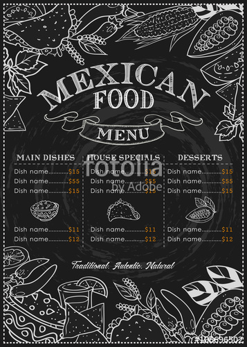 357x500 Mexican Food Background Restaurant Menu With Traditional Spicy