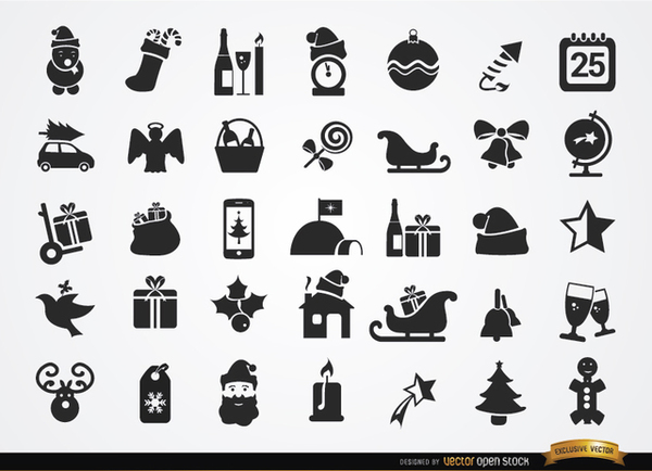 600x434 Flat Christmas Icons Free Vector