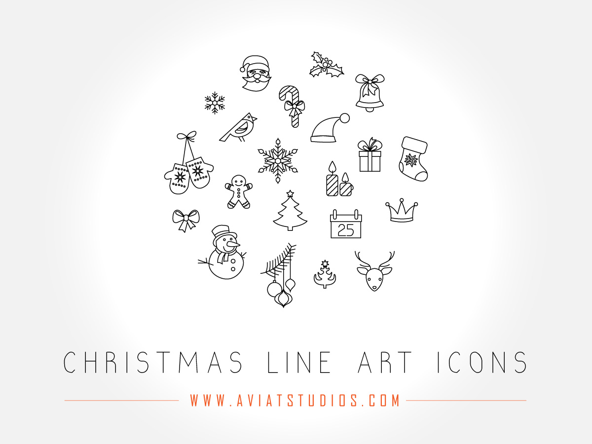 1200x900 Free Vector Christmas Line Art Icons