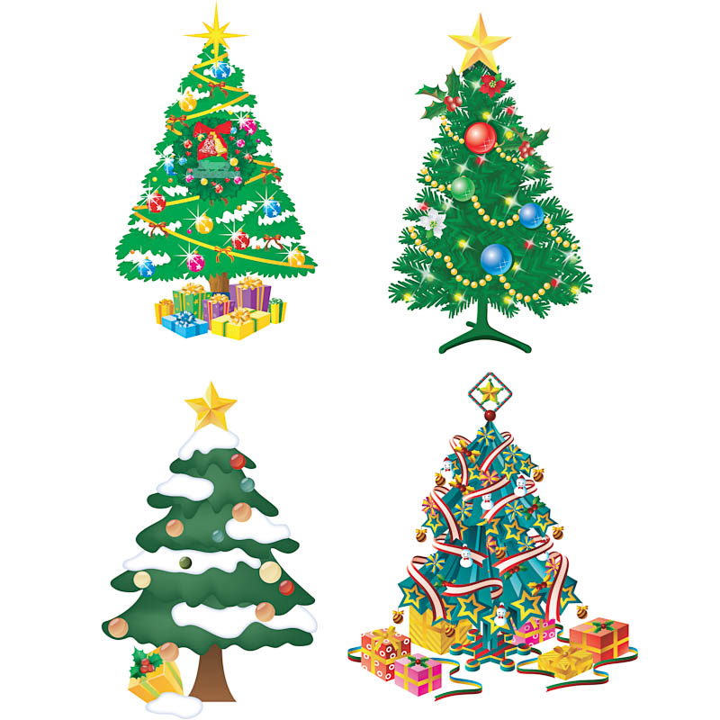 800x800 Decorated Christmas Tree Templates Vector Free Stock Vector Art