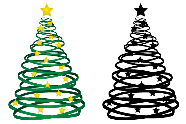 600x400 Free Ribbon Christmas Tree Vector