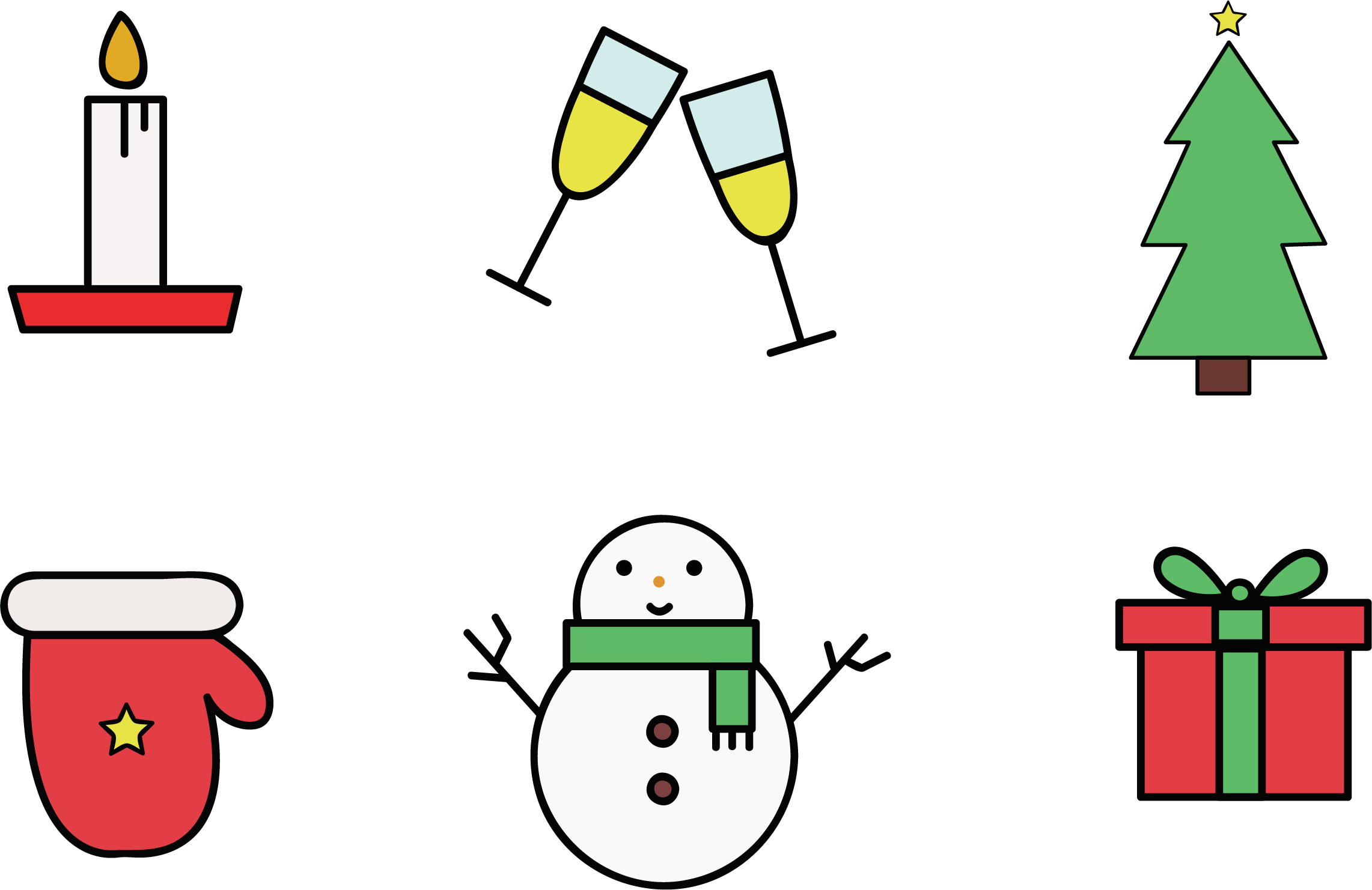 2283x1482 Free Christmas Vector Icon Graphics Pack