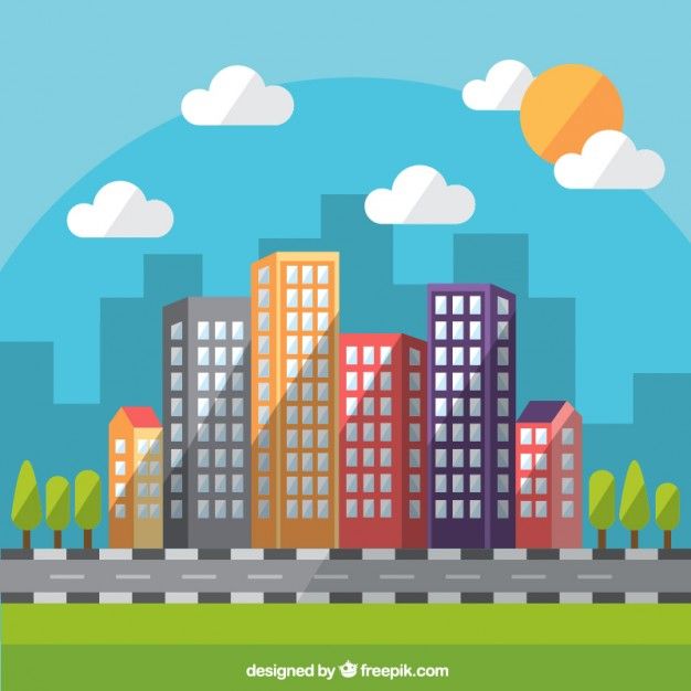 626x626 Flat Daytime Modern City Background Free Vector Thing