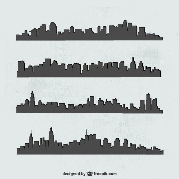 626x626 Cities Silhouette Set Free Vector Free Vectors Vector Free