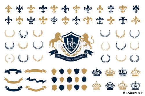 500x334 Heraldic Crest Logos Elements Set Stock Image And Royalty Free