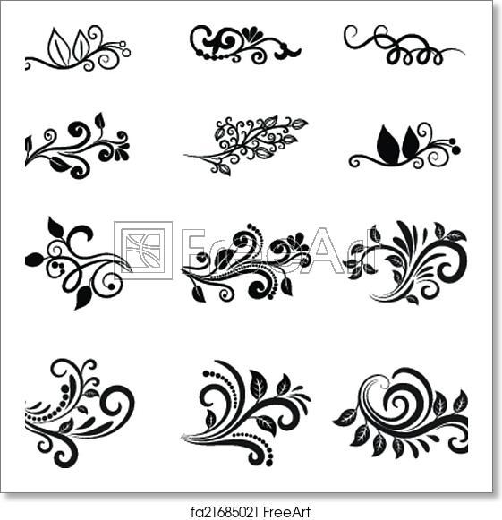 Free Art Print Of Vector Calligraphic Floral Design Elements 561x581 Free Art Print Of Vector Calligraphic Floral Design Elements