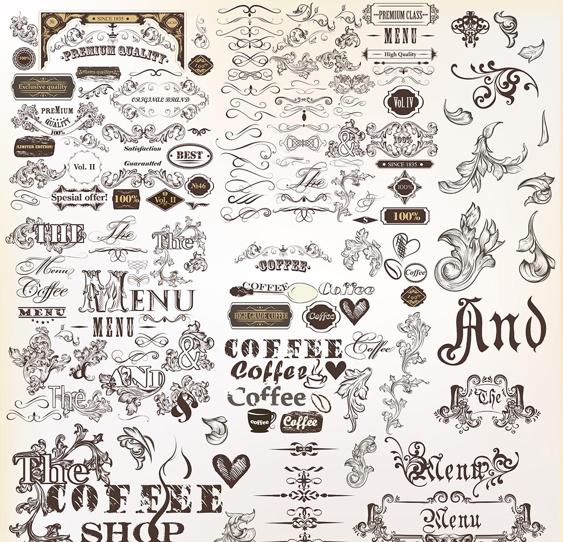 Vintage Decorative Elements And Ornaments Illustration 1100x1058 Vintage Decorative Elements And Ornaments Illustration