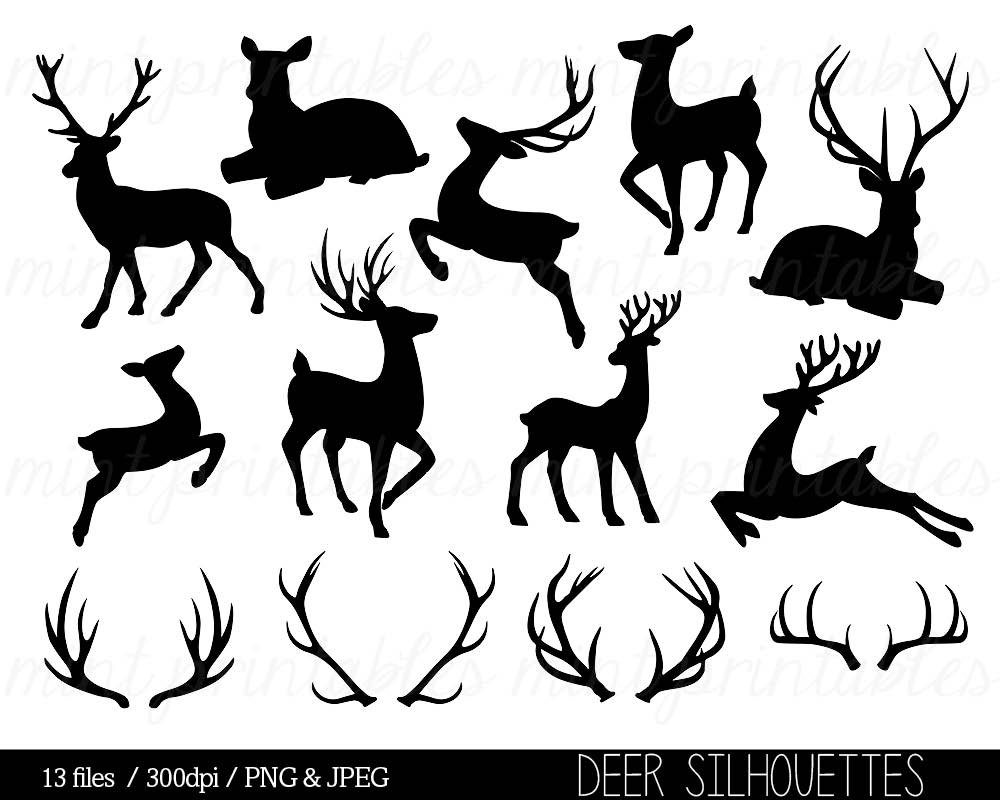 1000x800 Collection Of 'free Deer Antler Silhouette' Download More Than