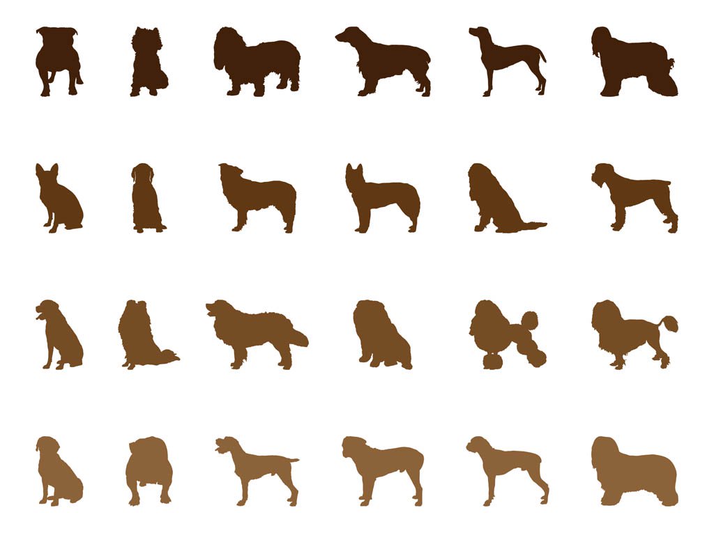 Dog Silhouettes Set Vector Art Graphics 1024x765 Dog Silhouettes Set Vector Art Graphics