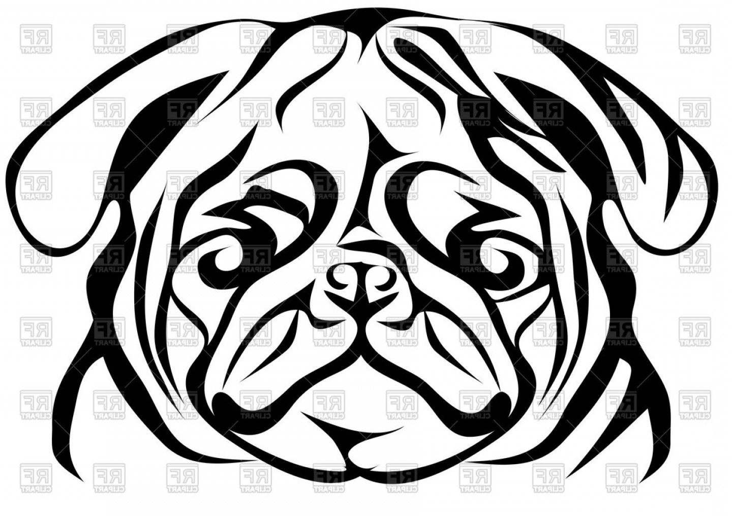 Pug Face Portrait Of Dog Vector Clipart Cultracing 1440x1015 Pug Face Portrait Of Dog Vector Clipart Cultracing
