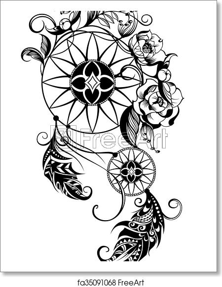 450x580 Free Art Print Of Tattoo Dreamcatcher Indian Dream Catcher Vector
