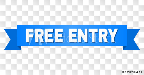 500x259 Free Entry Text On A Ribbon Designed With White Caption And Blue