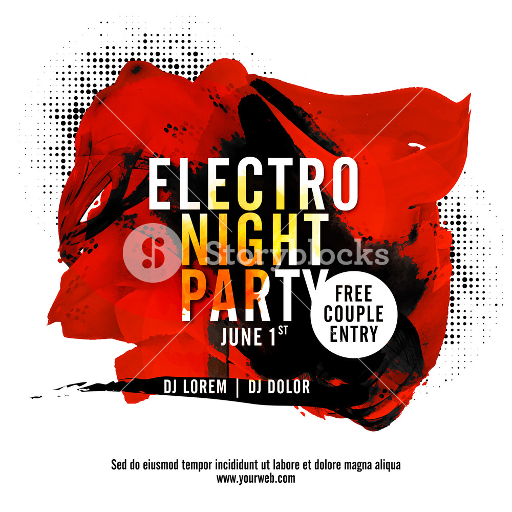 1000x1000 Electro Night Party Flyer, Banner, Pamphlet Or Invitation
