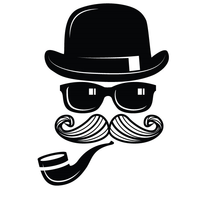 660x660 Black Hat, Sunglasses, Moustache And A Tobacco Pipe, Vector