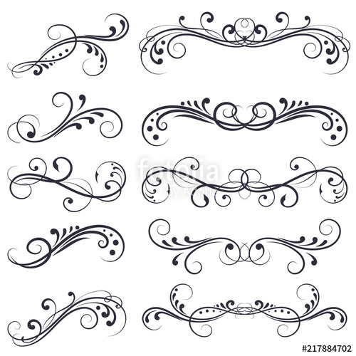 500x500 Floral Divider Black Filigree Decorations Stock Image