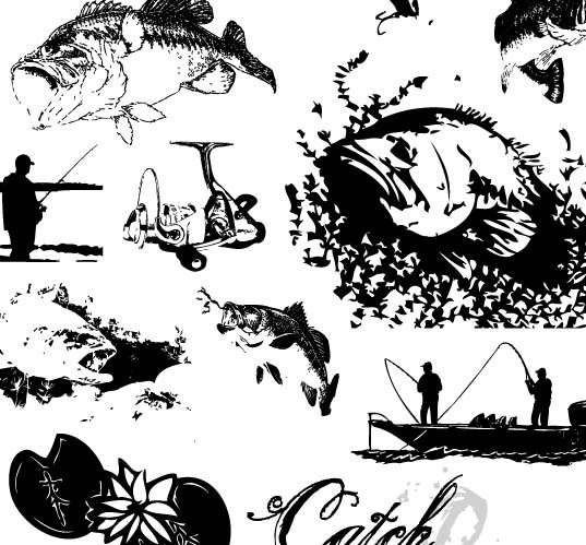 537x499 Bass Fishing Free Vector Art Free Vector In Adobe Illustrator