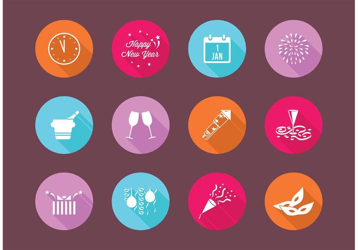 Flat New Years Eve Vector Icons 700x490 Flat New Years Eve Vector Icons