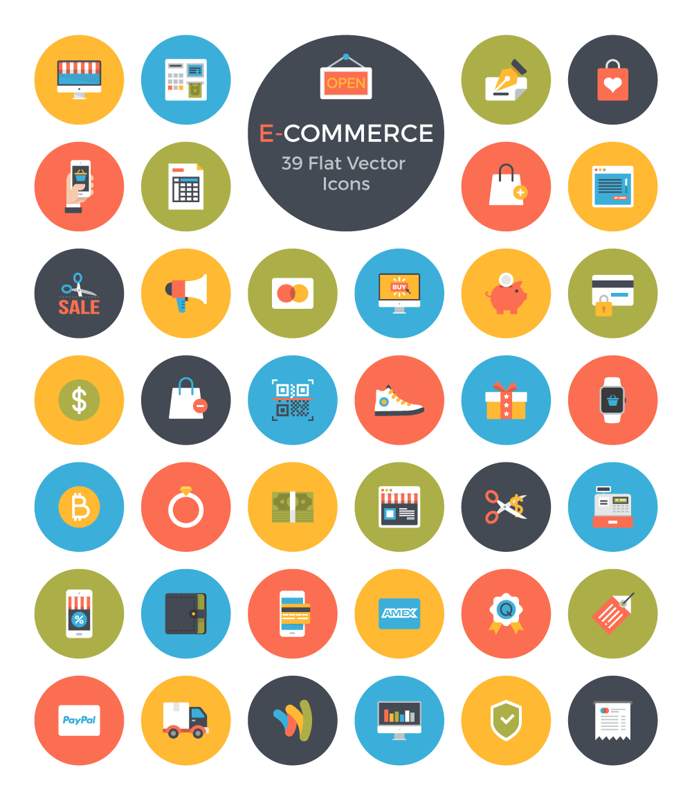 Free E Commerce Flat Vector Icons On Behance 1000x1154 Free E Commerce Flat Vector Icons On Behance