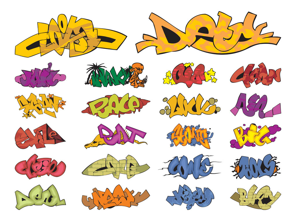 Graffiti Pieces Graphics Set Vector Art Graphics 1024x765 Graffiti Pieces Graphics Set Vector Art Graphics