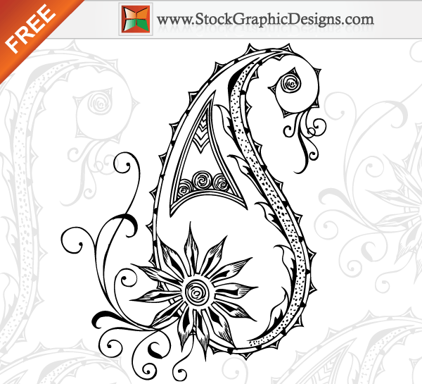 Hand Drawn Paisley Free Vector Elements 600x545 Hand Drawn Paisley Free Vector Elements