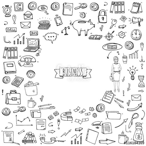 Hand Drawn Doodle Business Set Vector Illustration Finance 500x500 Hand Drawn Doodle Business Set Vector Illustration Finance