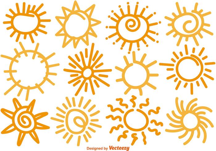 Set Of Hand Drawn Suns Vector Elements 700x490 Set Of Hand Drawn Suns Vector Elements