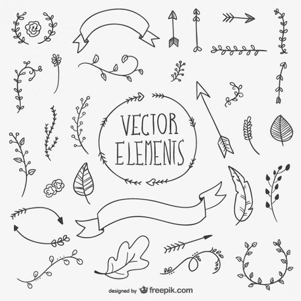 Vector Elements Leaves, Arroes And Ribbons 600x600 Vector Elements Leaves, Arroes And Ribbons