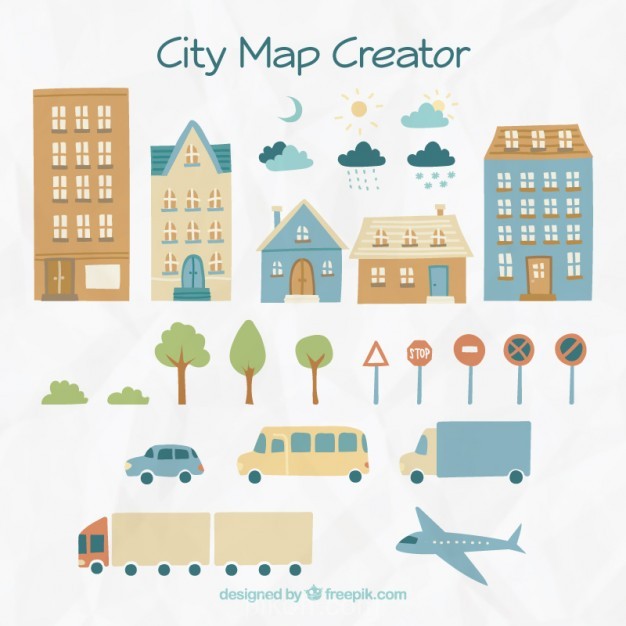 Elements To Create A City, Hand Drawn Vector Free Download 626x626 Elements To Create A City, Hand Drawn Vector Free Download